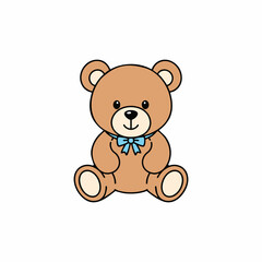 vector illustration of a teddy bear wearing a blue ribbon