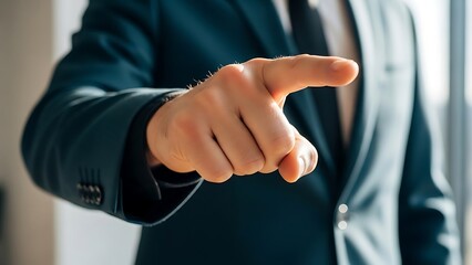 Businessman pointing finger in professional attire