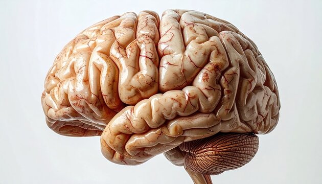 Detailed Human Brain Anatomy Model Side View.