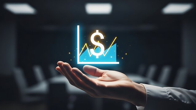 Hand interacting with a financial graph. - Powered by Adobe