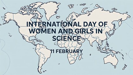 International day of women and girls in science world map background
