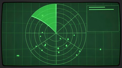 Vintage Radar Screen Displaying Multiple Targets and Sweep Sector.