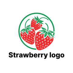 strawberry logo design silhouette vector line art logo design
