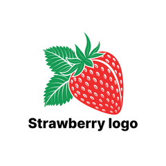 strawberry logo design silhouette vector line art logo design