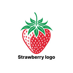 strawberry logo design silhouette vector line art logo design