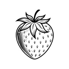 strawberry logo design silhouette vector line art logo design