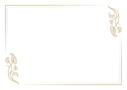 Minimal rectangular frame with floral corner accent. Elegant decorative border.