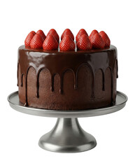 Chocolate drip cake with strawberries