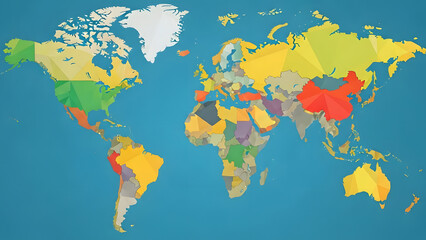 A vibrant world map illustration showcasing diverse countries and cultures from a global perspective