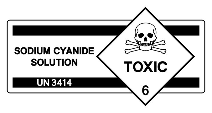 Sodium Cyanide Solution UN 3414 Symbol Sign, Vector Illustration, Isolate On White Background, Label.EPS10