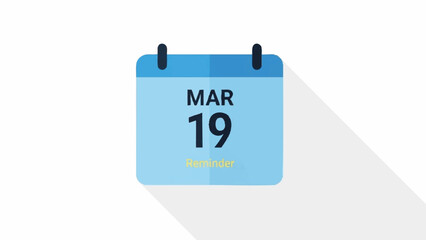 Calendar page showing March 19th date with long shadow.