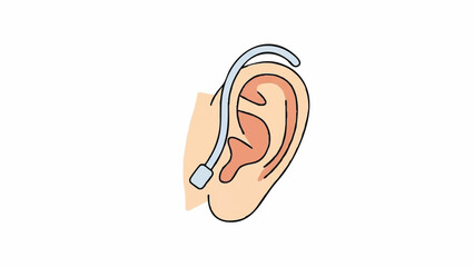 Illustration of a hearing aid device in a human ear.