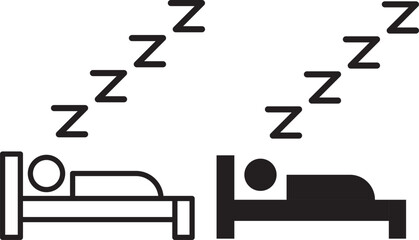 
Sleeping Person in Bed Icon Set. Sleeping People Icon Set. Hotel flat icon. Sleeping shelter sign. Healthy lifestyle symbol. Sleeping People on transparent background
