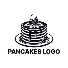pancakes logo design silhouette vector line art logo design