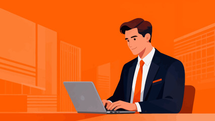 Businessman working on laptop