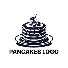 pancakes logo design silhouette vector line art logo design