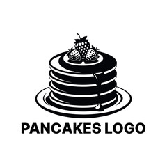pancakes logo design silhouette vector line art logo design