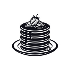 pancakes logo design silhouette vector line art logo design
