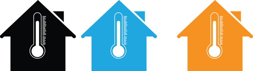 Room temperature icon. simple house temperature flat design pictogram vector for app logo. Home temperature control on transparent background

