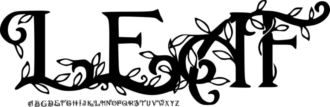 Verdant Serif Font &ndash; Botanical Decorative Alphabet with Organic Vine Ornaments