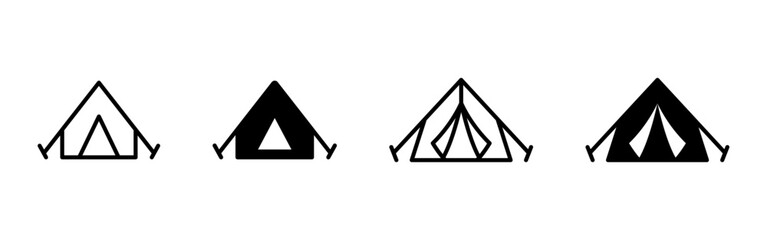 Camping icon. Camp tent symbol. Minimal camping tent pictogram for outdoor themes. © MALAI Studio