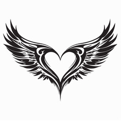 Obraz premium Winged Heart Symbol Cupid Sign Romantic Love Image Vector 