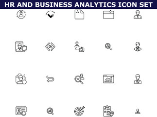 A comprehensive set of HR and business analytics icons for professional use