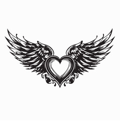 Fototapeta premium Winged Heart Symbol Cupid Sign Romantic Love Image Vector 