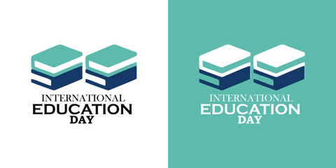Modern International Education Day logos featuring book stacks, perfect for promoting global learning and literacy initiatives with a professional and vibrant design