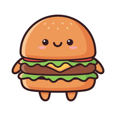 Cute Cartoon Hamburger Character Illustration