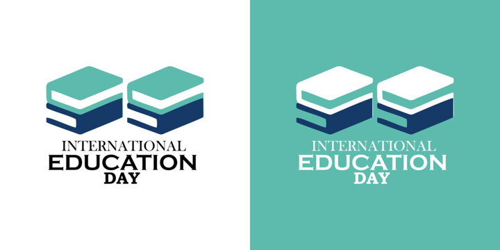Modern International Education Day logos featuring book stacks, perfect for promoting global learning and literacy initiatives with a professional and vibrant design