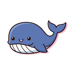 Cartoon Whale Illustration - Cute Blue Whale Clip Art