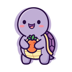Adorable Cartoon Turtle with Carrot