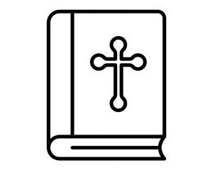 Fototapeta premium Bible book icon, editable stroke outline icon isolated on white background flat vector illustration, black outline, Pixel perfect