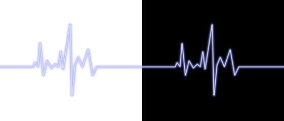 Neon electrocardiogram heart pulse line representing heartbeat rhythm and health monitoring on a PNG background.