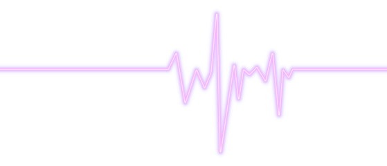 Neon electrocardiogram heart pulse line representing heartbeat rhythm and health monitoring on a PNG background.