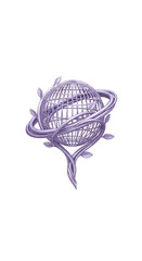Obraz premium Long Vines Encircling a Delicate Sphere Icon in Gentle Lavender & Silver_transparent. svg.