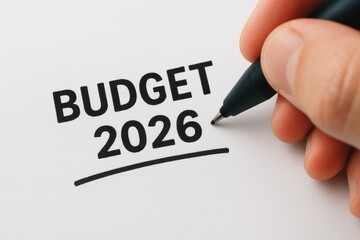 Budget planning goal 2026 written on paper with hand holding pen for future financial success and smart investment
