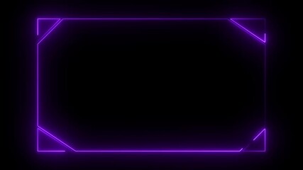 Abstract neon glowing hud virtual interface animated on black background. Neon purple technology Hud frame, Computer interface. 4k motion video