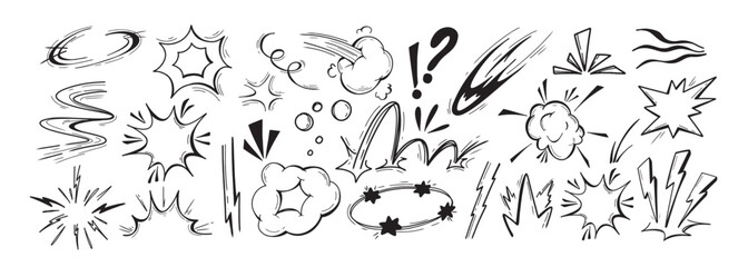 anime comic emoticon element graphic effects hand drawn doodle © Lena