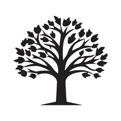 Obraz premium Tree silhouette isolated on white background. Vector illustration for your design.