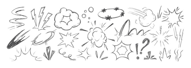 Crayon anime comic emoticon element graphic effects hand drawn doodle © Lena