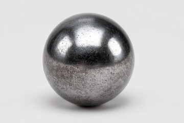 Industrial style iron sphere on clean white background, studio shot