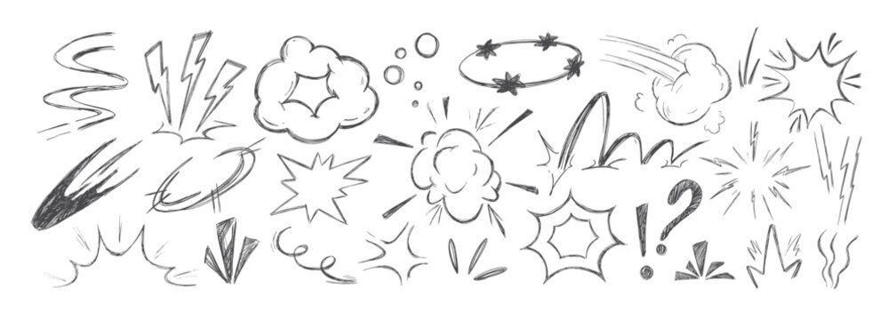 Crayon anime comic emoticon element graphic effects hand drawn doodle