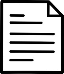 Black Document File Icon Outline with Text Lines 

