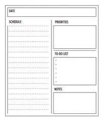 Blank planner template for daily schedule and notes layout  