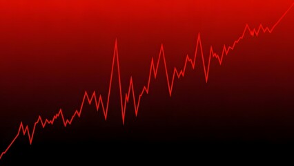 A red graph with an upward trend on a dark background