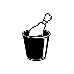 Fried Chicken Drumstick And Bucket Stencil Icon