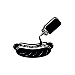 Hot Dog With Squirting Mustard Bottle Stencil