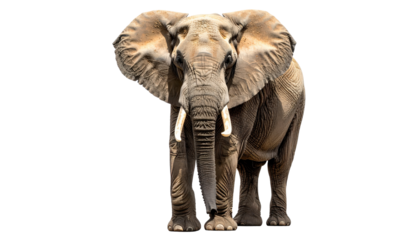 African Elephant Isolated On Transparent Background Front View Wildlife Animal With Tusks Trunk And Large Ears For Conservation Projects